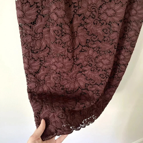 Judith & Charles Lace Sheath  Bodycon Midi Dress in Burgundy Size 10 - Picture 2 of 5